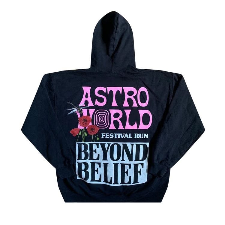 Cactus Jack by Travis Scott Astroworld Festival Run Beyond Belief Hoodie Black