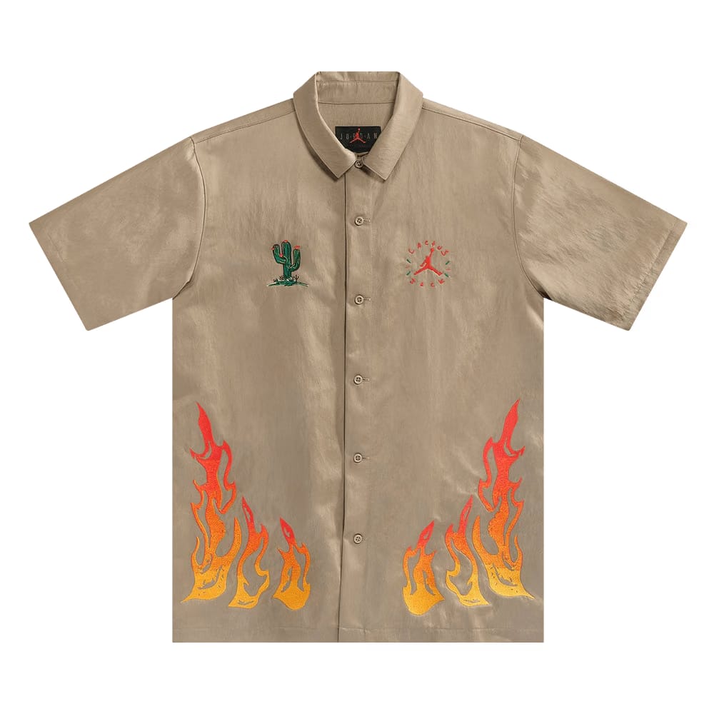 Cactus Jack by Travis Scott x Jordan Button Down Shirt Khaki/University Red
