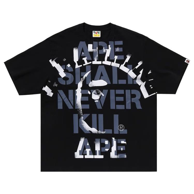 BAPE Spray Print College Relaxed Fit T-Shirt Black