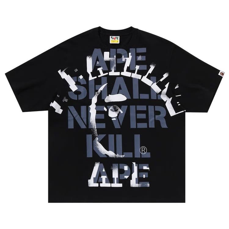 BAPE Spray Print College Relaxed Fit T-Shirt Black