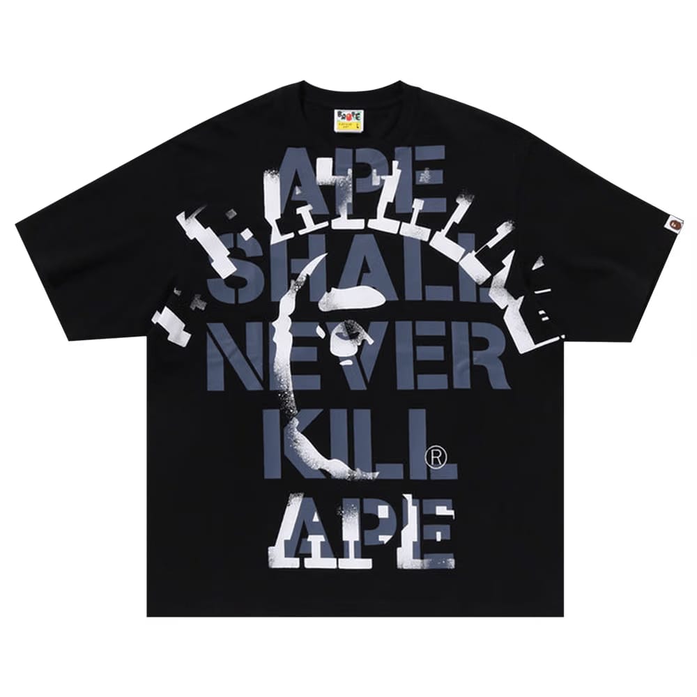 BAPE Spray Print College Relaxed Fit T-Shirt Black