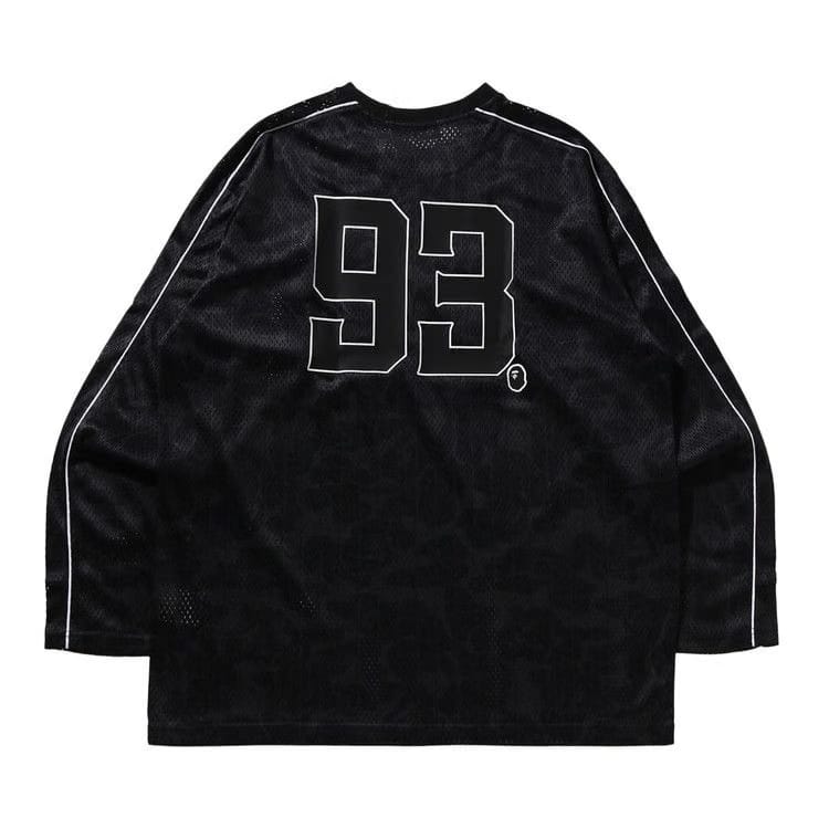 BAPE Camo Stripe Baseball Logo Relaxed Fit Long-Sleeve T-Shirt Black