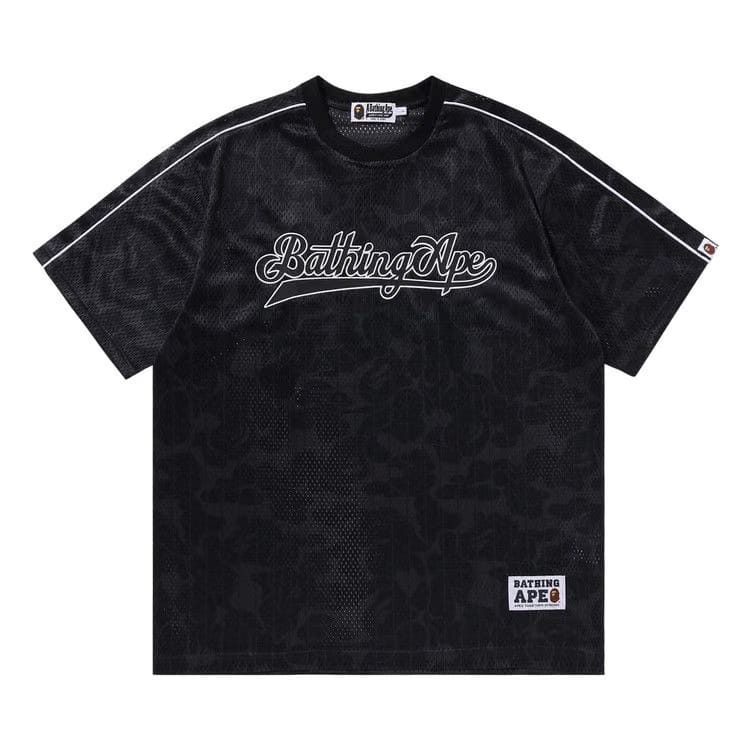 BAPE Camo Stripe Baseball Logo Relaxed Fit T-Shirt Black