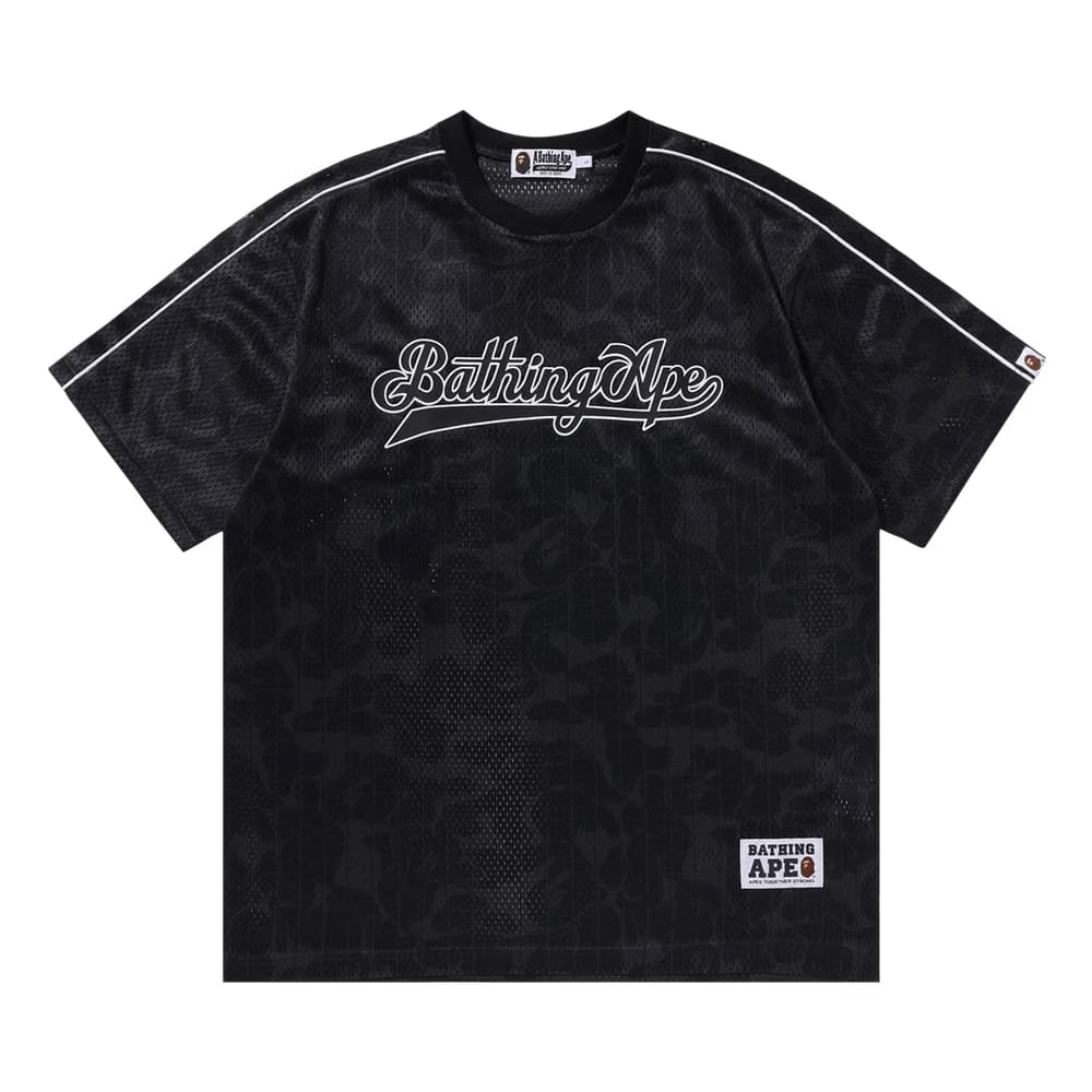 BAPE Camo Stripe Baseball Logo Relaxed Fit T-Shirt Black