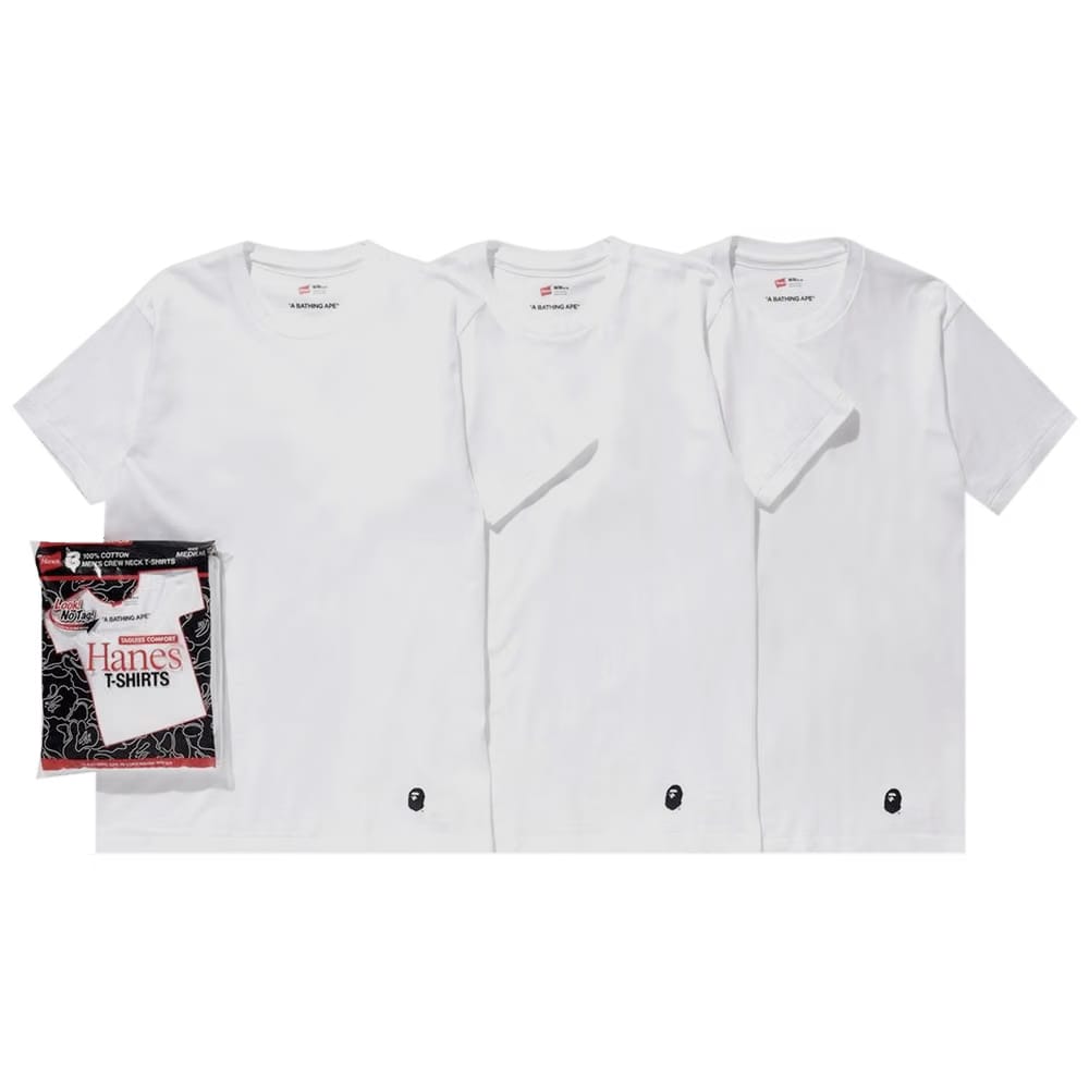 BAPE x Hanes3P T-Shirts White