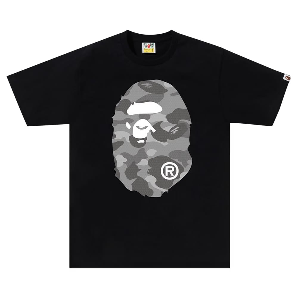 BAPE Honeycomb Camo Big Ape Head T-Shirt Black/Grey