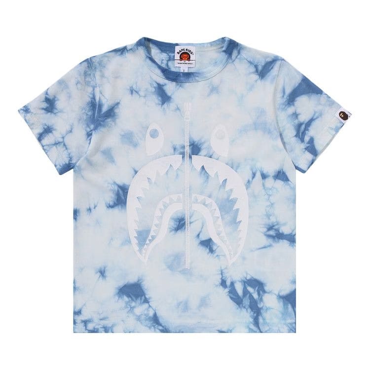 BAPE Kids Shark Tie Dye T-Shirt Blue