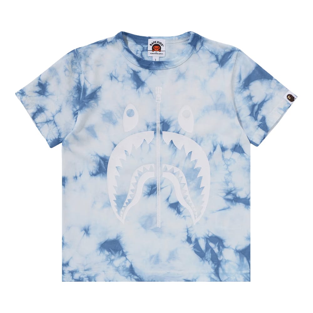 BAPE Kids Shark Tie Dye T-Shirt Blue