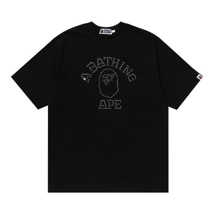 BAPE Rhinestone College Relaxed Fit T-Shirt Black