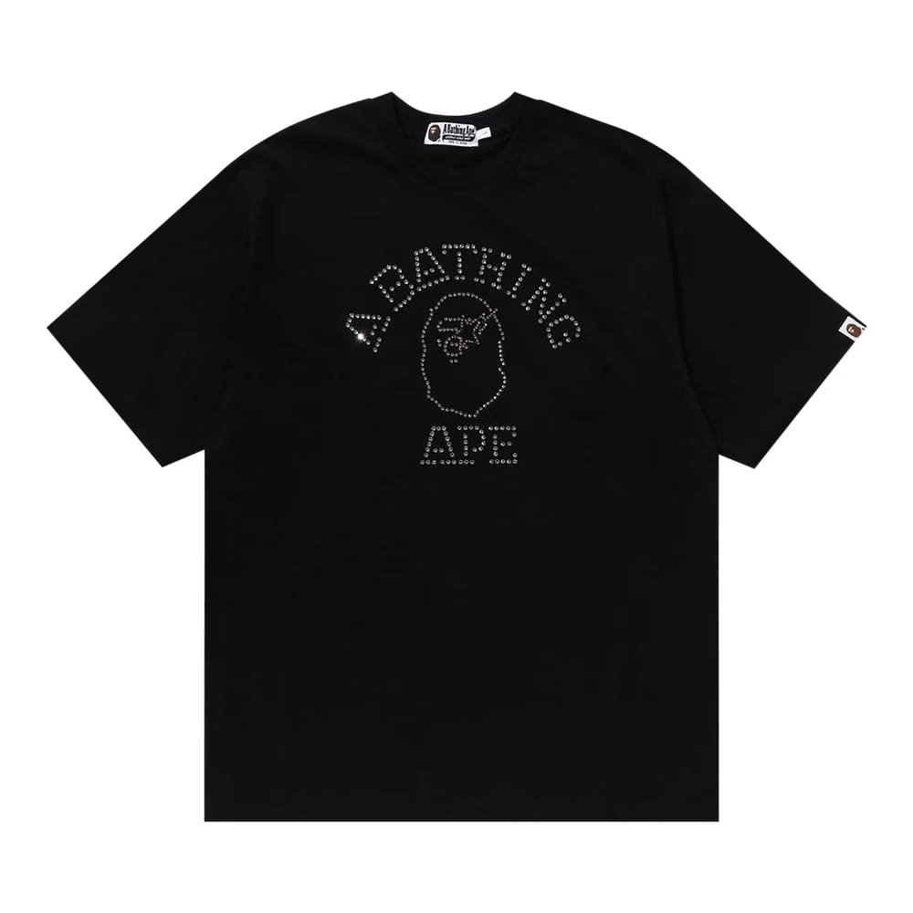 BAPE Rhinestone College Relaxed Fit T-Shirt Black