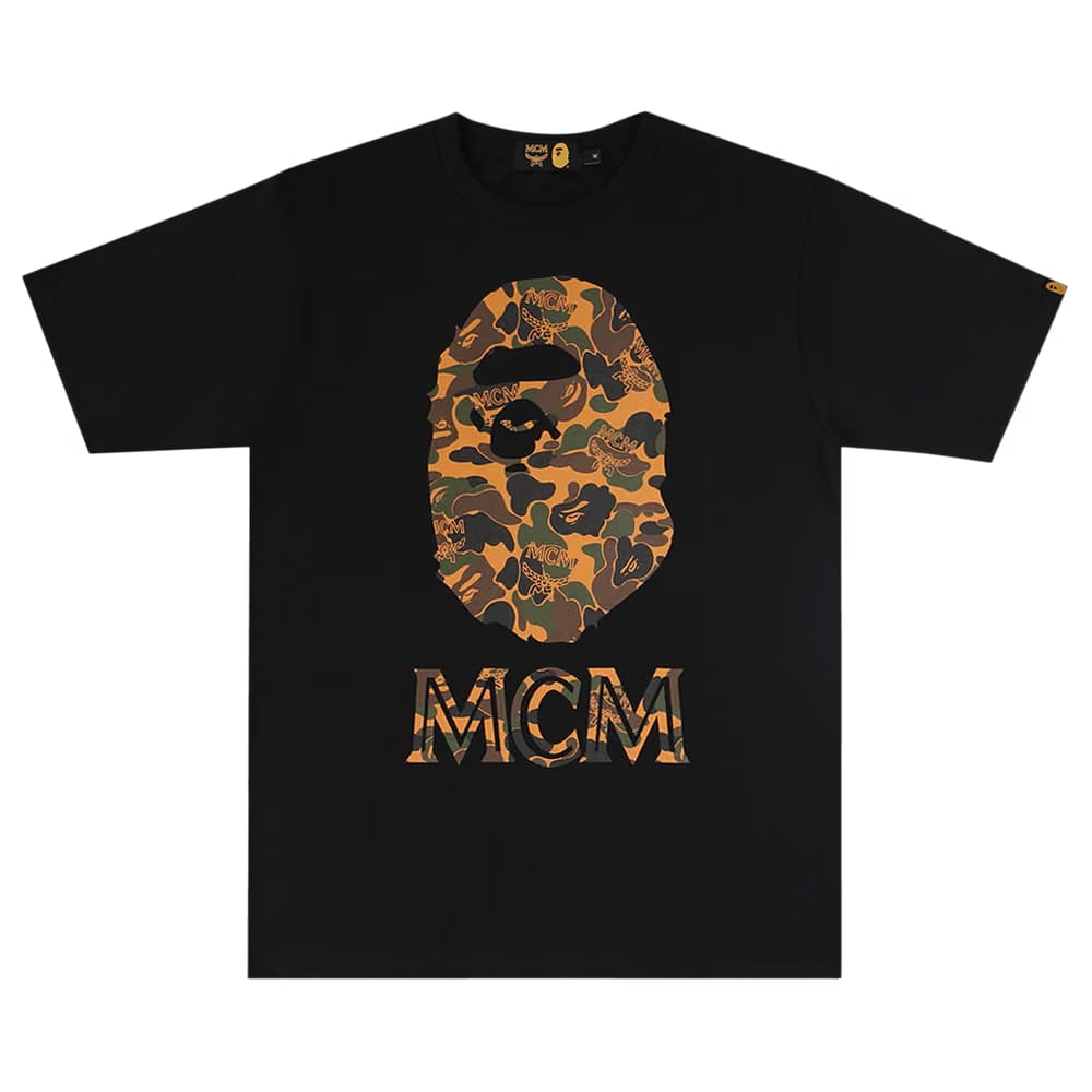 BAPE x MCM Camo Ape Head T-Shirt Black