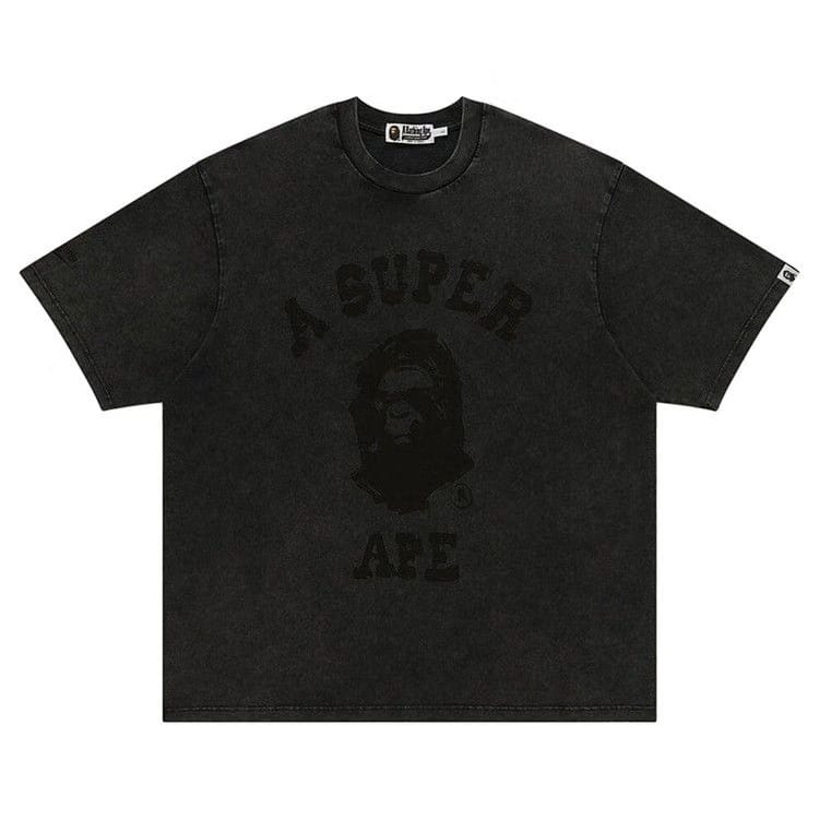 BAPE x KidSuper Garment Dye College Logo T-Shirt Black