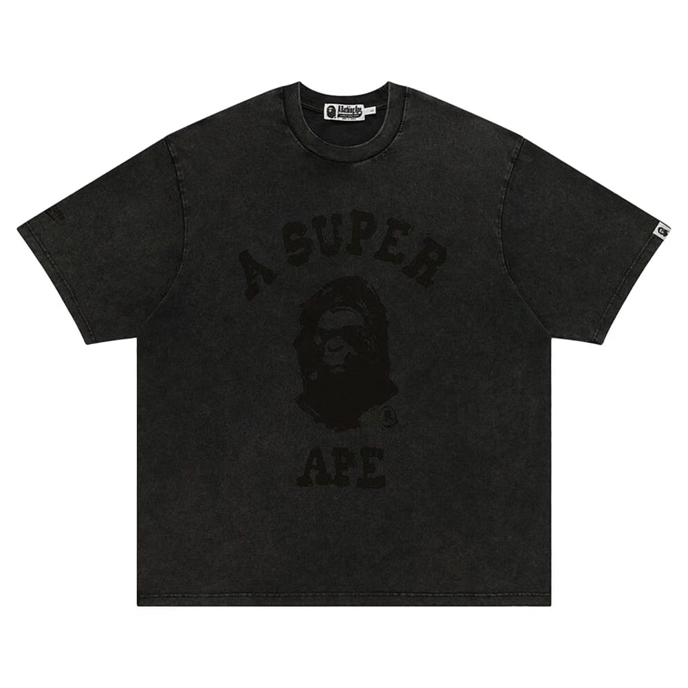 BAPE x KidSuper Garment Dye College Logo T-Shirt Black