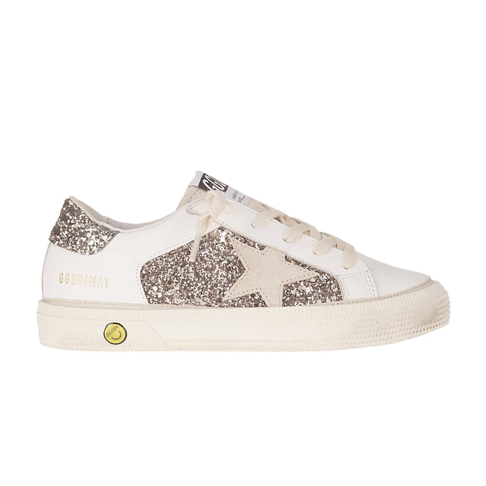 Golden Goose May Kids Glitter - Optic White Cinder