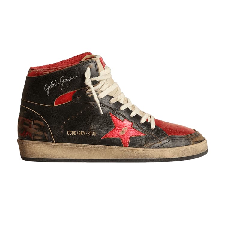 Golden Goose Sky Star High Black Red Metallic