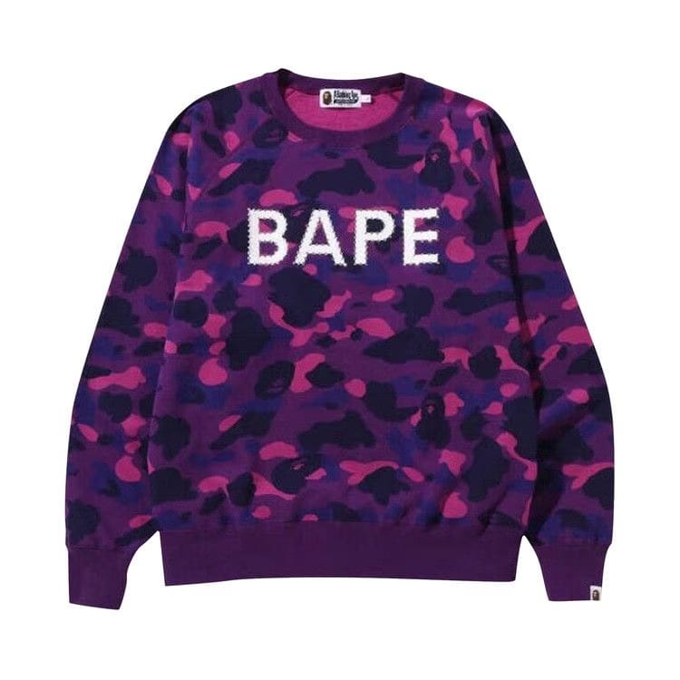 BAPE Embroidered Loose Fit Crewneck Purple
