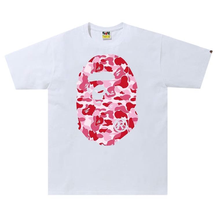 BAPE ABC Camo Big Ape Head T-Shirt White/Pink