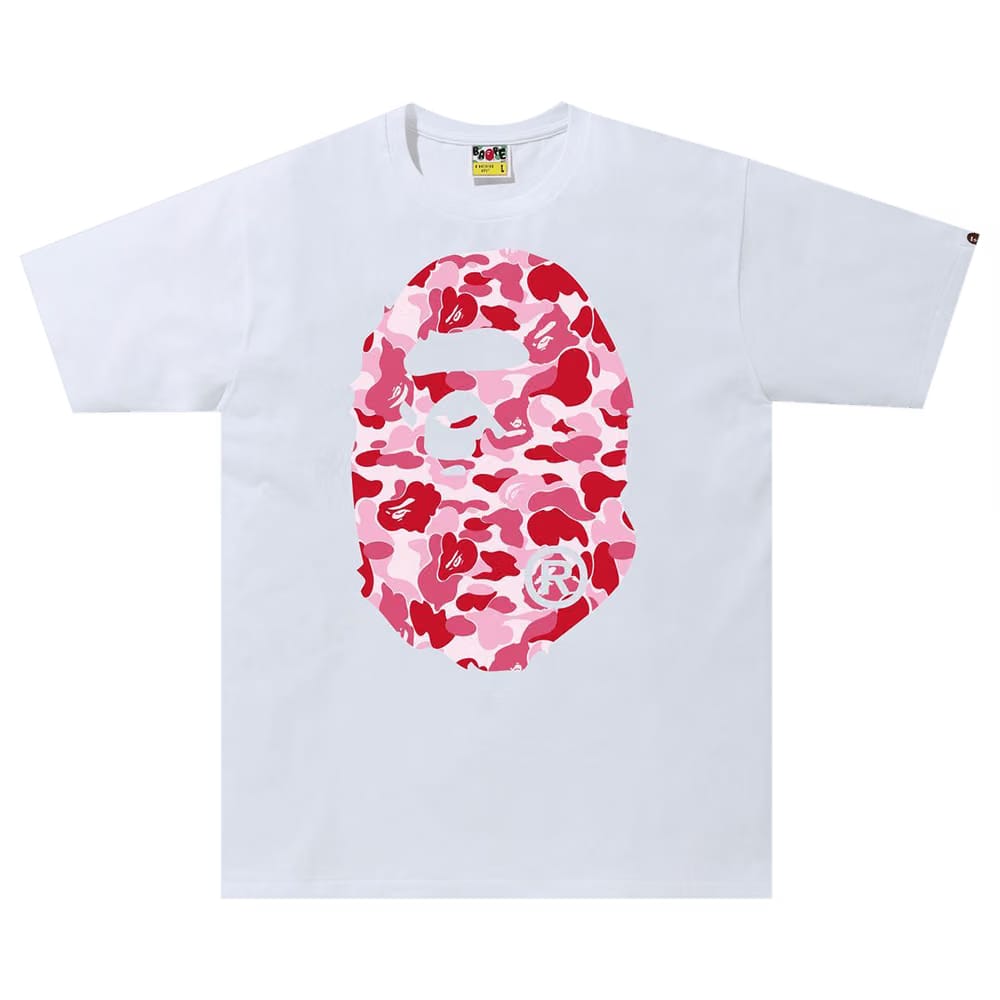 BAPE ABC Camo Big Ape Head T-Shirt White/Pink