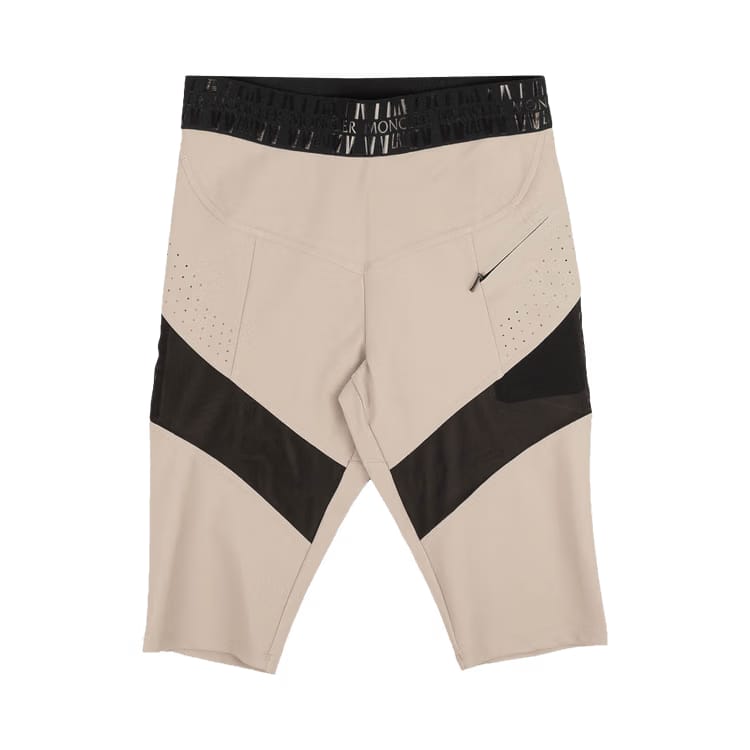 Moncler Logo Waistband Bike Shorts Leggings Tan/Black