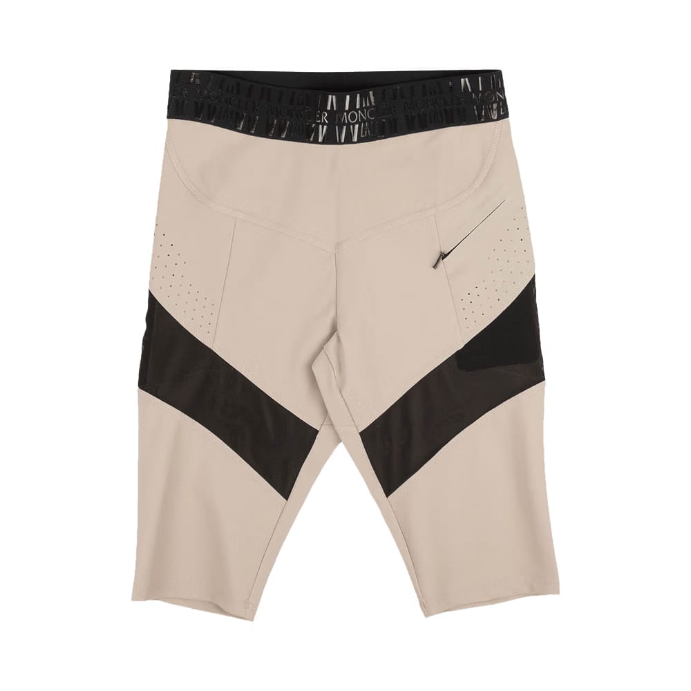 Moncler Logo Waistband Bike Shorts Leggings Tan/Black