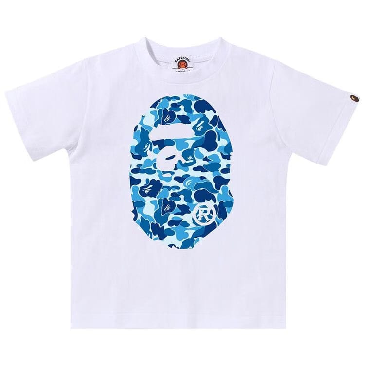BAPE Kids ABC Camo Big Ape Head T-Shirt White/Blue