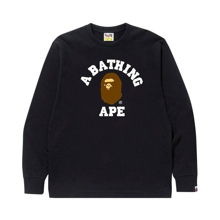 BAPE College Long Sleeve T-Shirt Black