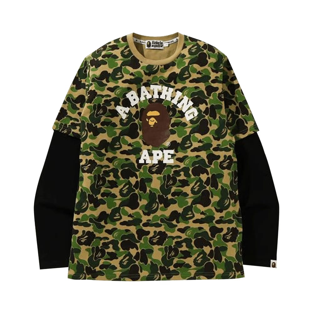 BAPE ABC Camo College Layered Long-Sleeve T-Shirt Green