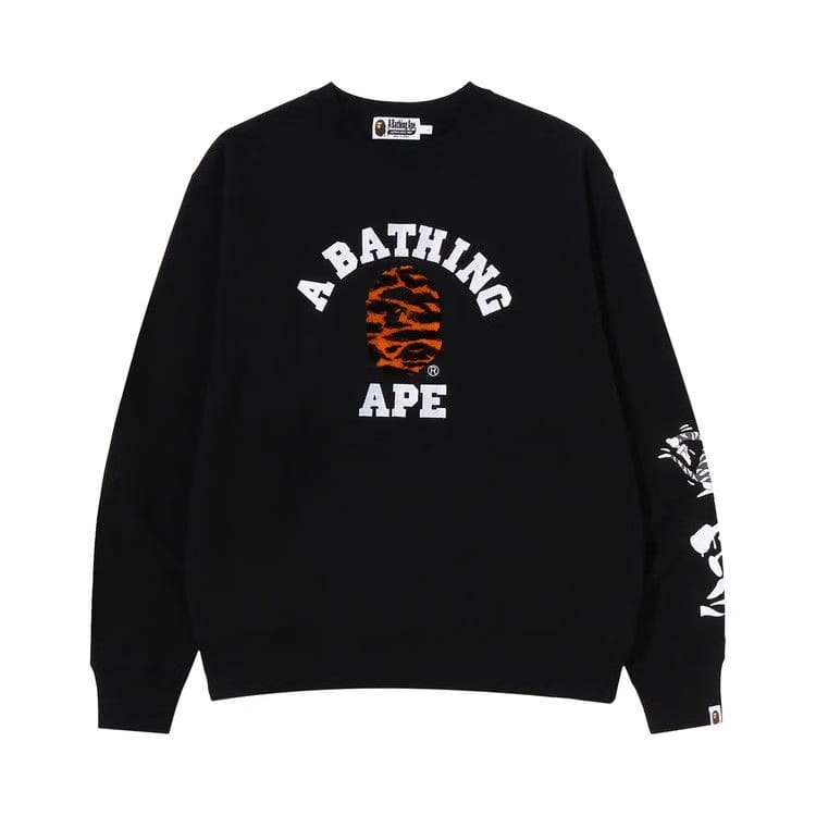 BAPE Tiger Camo College Relaxed Fit Crewneck Black