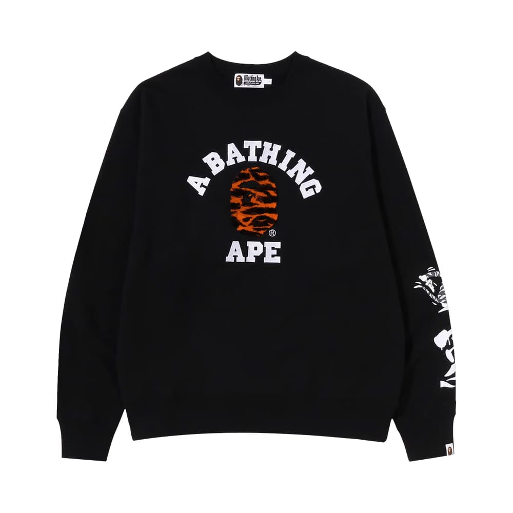 BAPE Tiger Camo College Relaxed Fit Crewneck Black