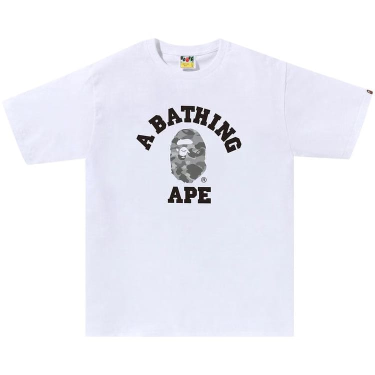 BAPE Honeycomb Camo College T-Shirt White/Grey
