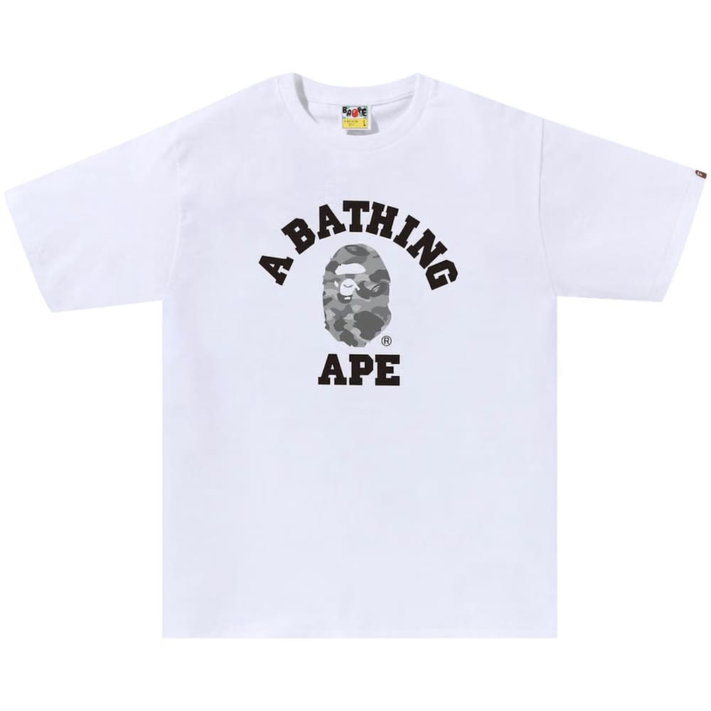 BAPE Honeycomb Camo College T-Shirt White/Grey