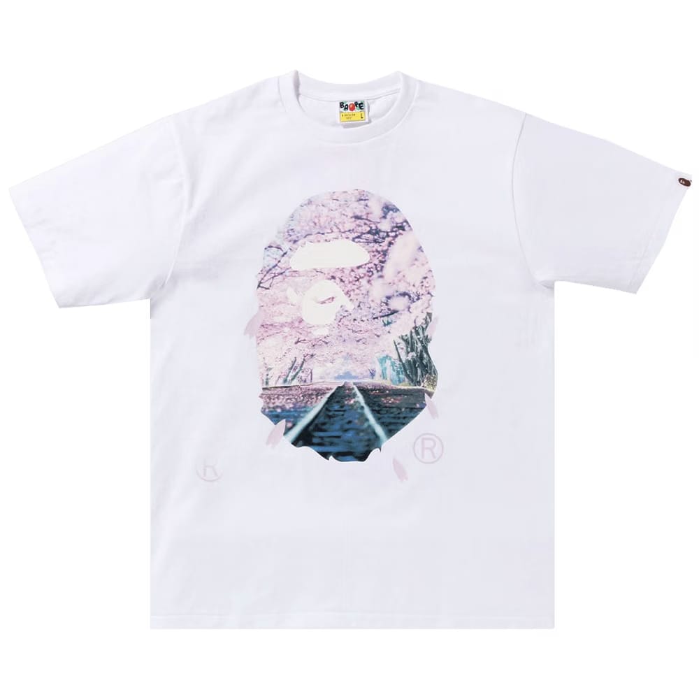 BAPE Sakura Photo Ape Head T-Shirt White