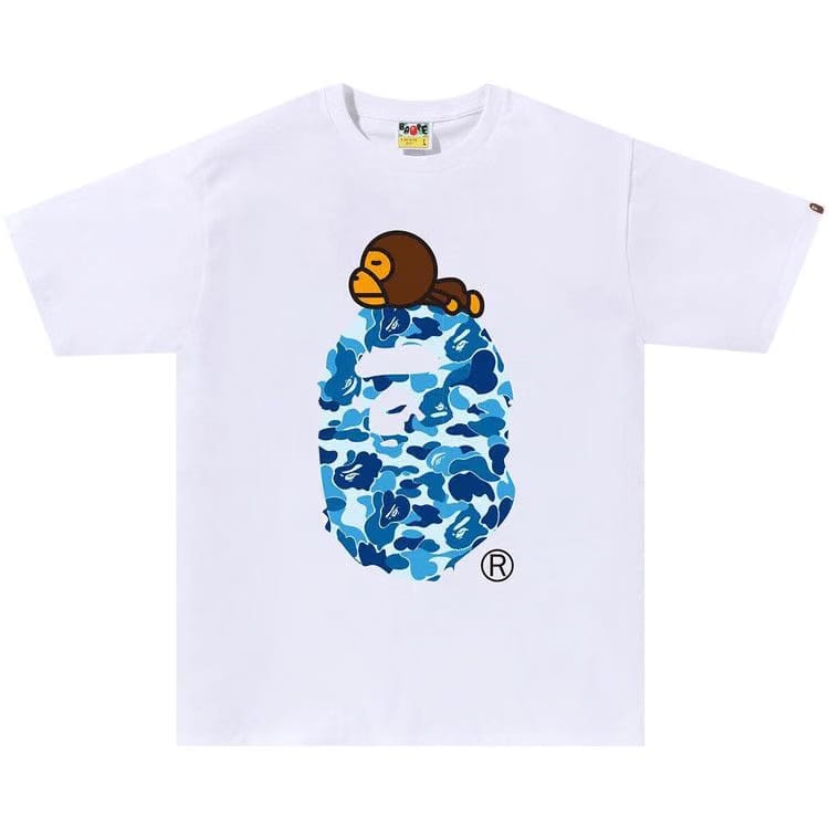 BAPE ABC Camo Milo On Big Ape T-Shirt White/Blue
