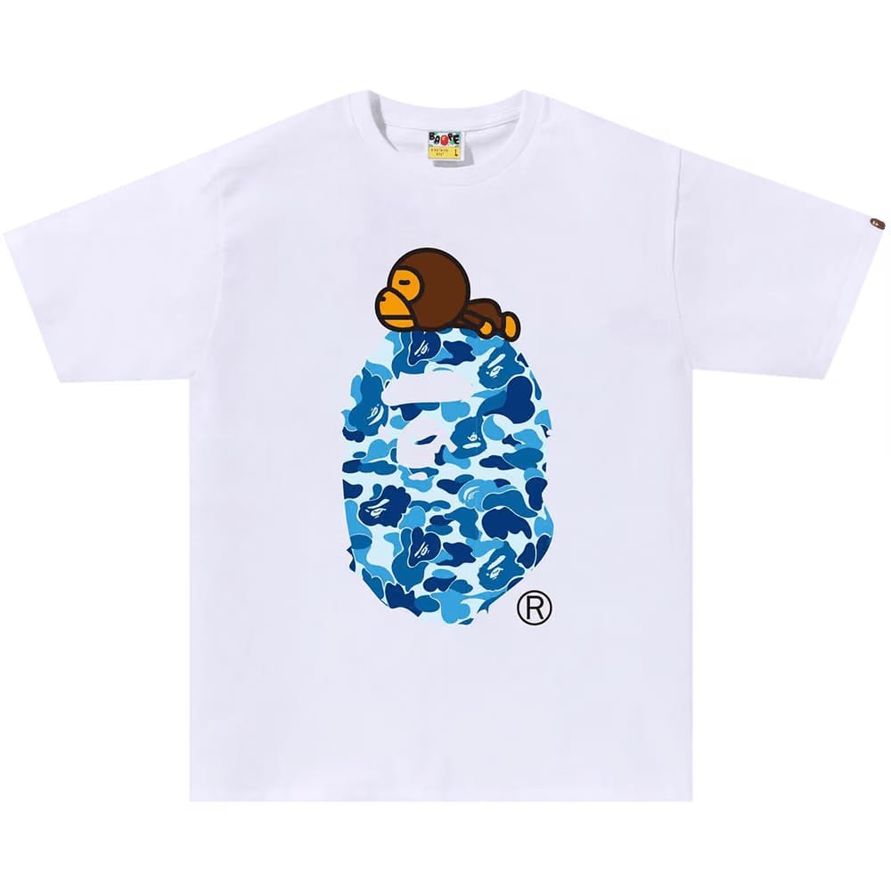 BAPE ABC Camo Milo On Big Ape T-Shirt White/Blue