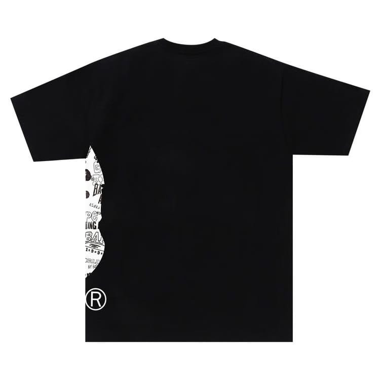 BAPE Hand Drawn Pattern Side Big Ape Head T-Shirt Black/White