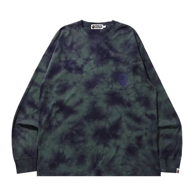 BAPE Tie Dye One Point Pocket Relaxed Fit Long-Sleeve T-Shirt Purple