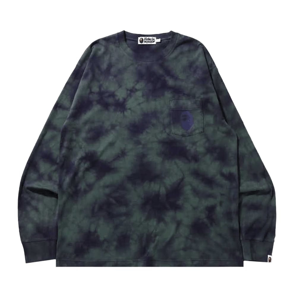 BAPE Tie Dye One Point Pocket Relaxed Fit Long-Sleeve T-Shirt Purple