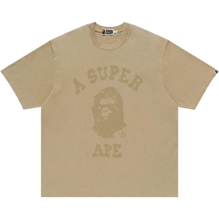 BAPE x KidSuper Garment Dye College Logo T-Shirt Beige