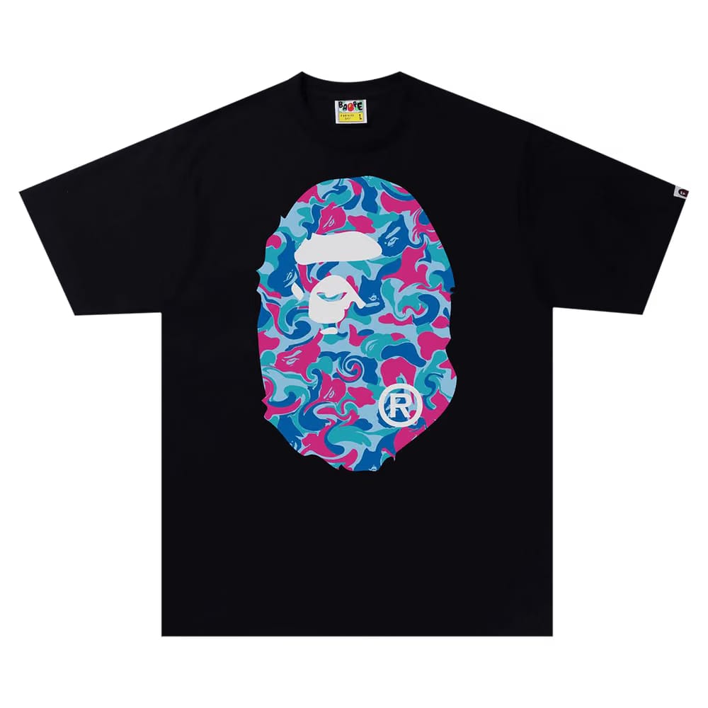 BAPE Marble Camo Big Ape Head T-Shirt Black
