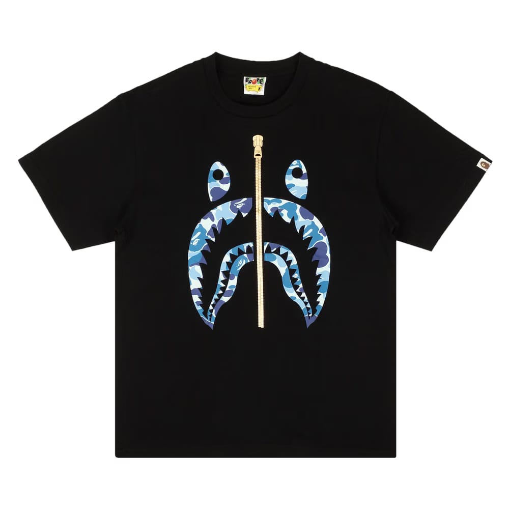 BAPE Shark Camo Shorts-Sleeve T-Shirt Black/Blue