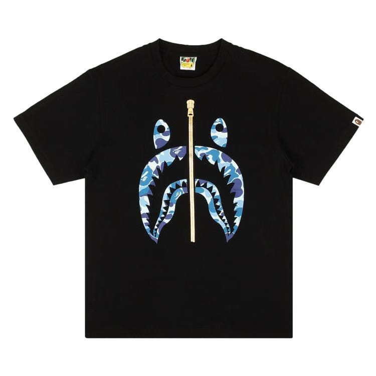 BAPE Shark Camo Shorts-Sleeve T-Shirt Black/Blue