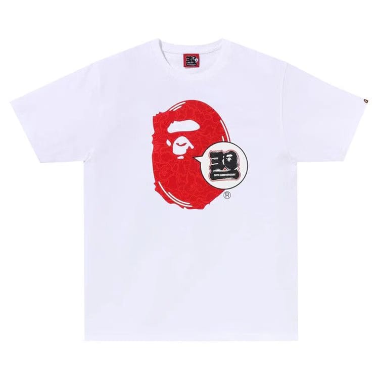 BAPE 30th Anniversary Ape Head T-Shirt White/Red