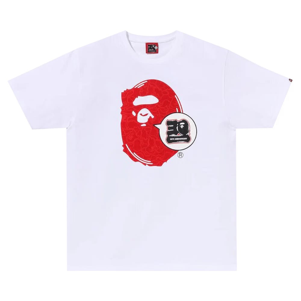BAPE 30th Anniversary Ape Head T-Shirt White/Red