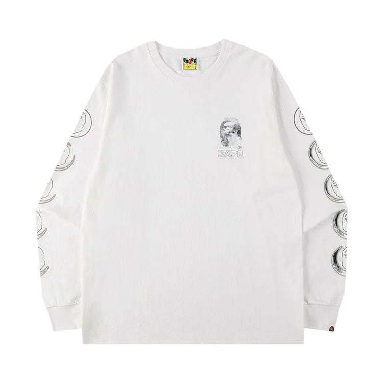 BAPE Ape Head Moon Long-Sleeve T-Shirt White