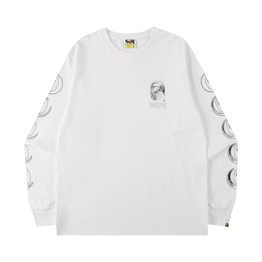 BAPE Ape Head Moon Long-Sleeve T-Shirt White