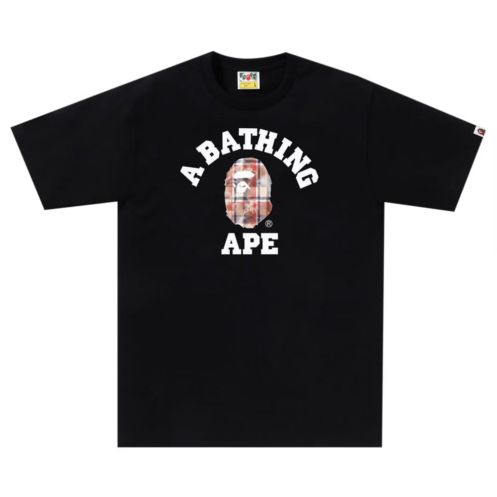 BAPE Bleach Check College T-Shirt Black