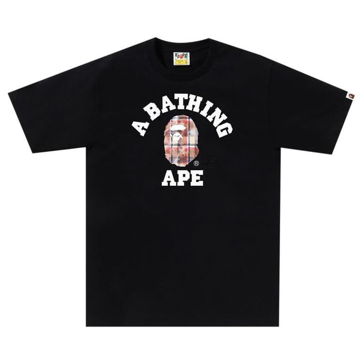 BAPE Bleach Check College T-Shirt Black