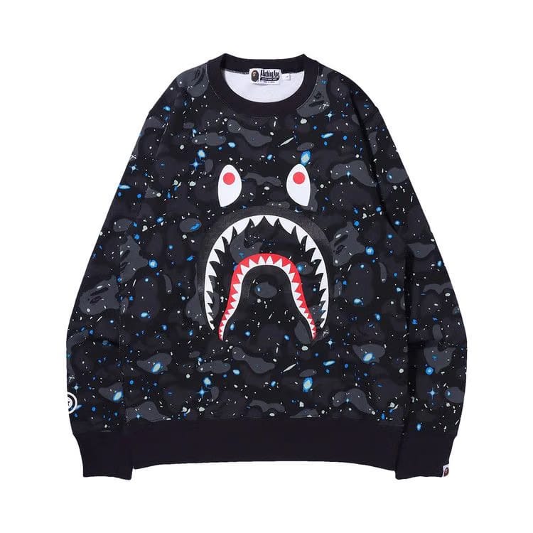 BAPE Space Camo Shark Crewneck Black