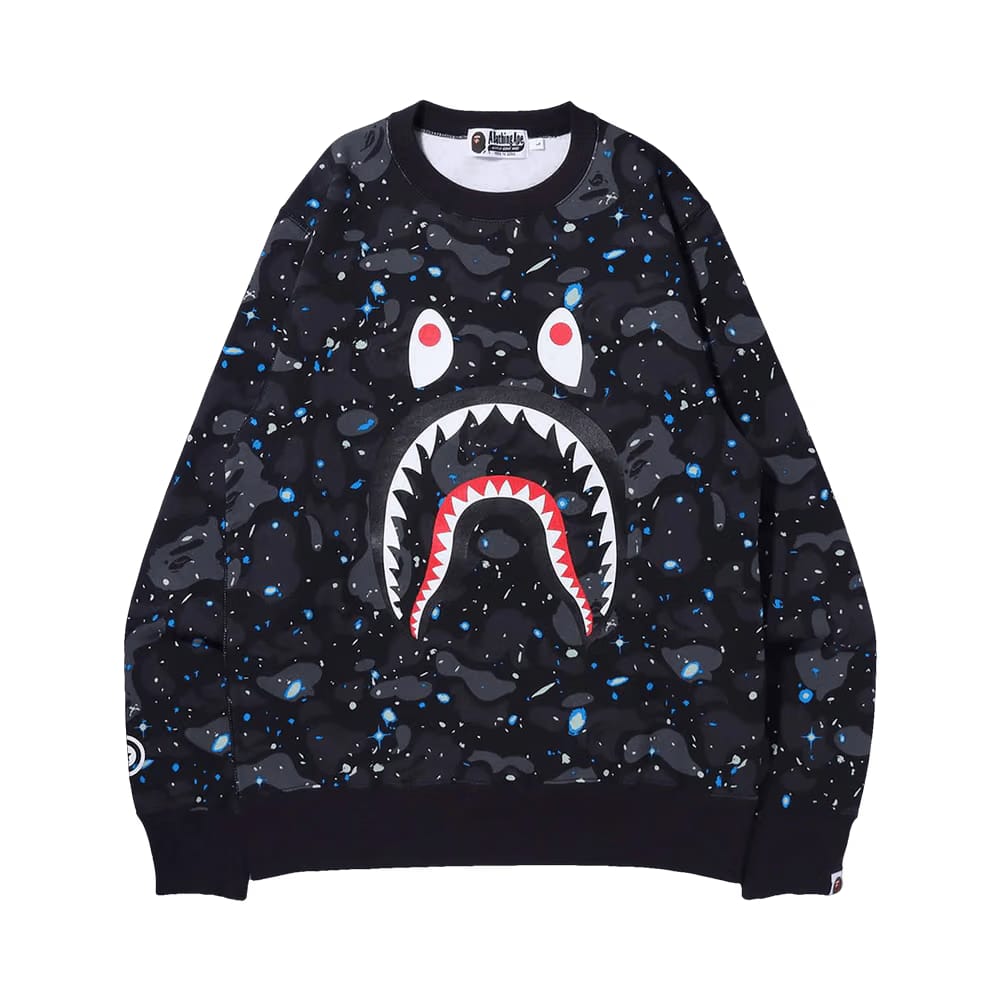 BAPE Space Camo Shark Crewneck Black