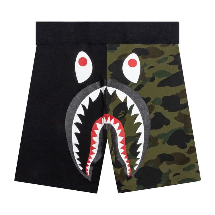 BAPE 1st Camo Back Shark Sweatshorts Black/Green